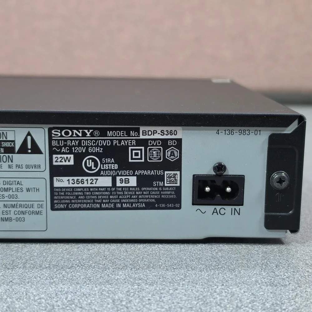 Sony Blu-ray DVD Player BDP-S360 HDMI Component LAN 1080p Works-No Remote